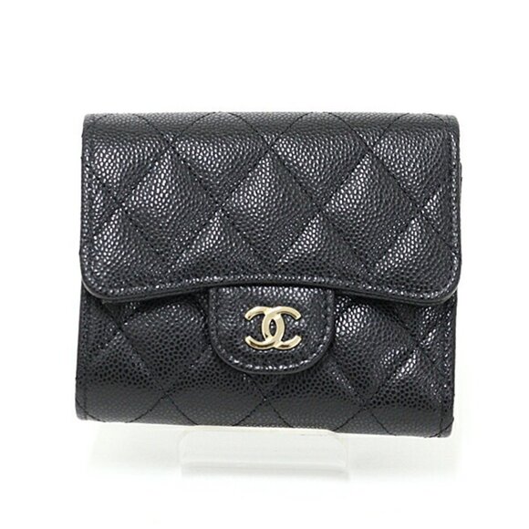 CHANEL Handbags - CHANEL Black Caviar Leather Wallet